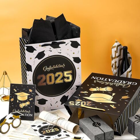 WRAPAHOLIC 16.5" Extra Large 2024 Graduation Gift Bag with Card and Tissue Paper -2 Pack Pink Gold Class of 2024 in Saudi Arabia