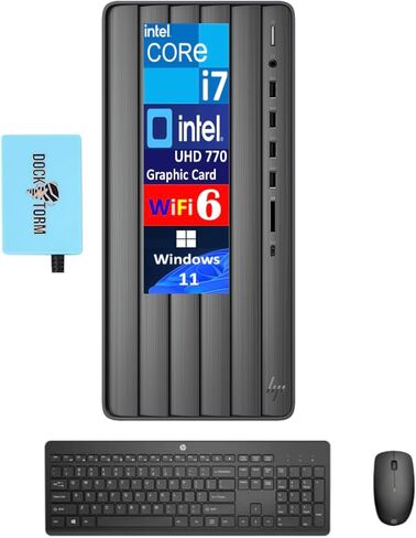 HP Envy TE01-5000t High Performance Business Desktop (Intel i7-14700, 32GB DDR4, 256GB PCIe SSD + 2TB HDD, Intel UHD 770, 400W PSU, WiFi 6, Bluetooth 5.3, RJ-45, Win 11 Pro) w/DKZ USB Port Expander in Saudi Arabia