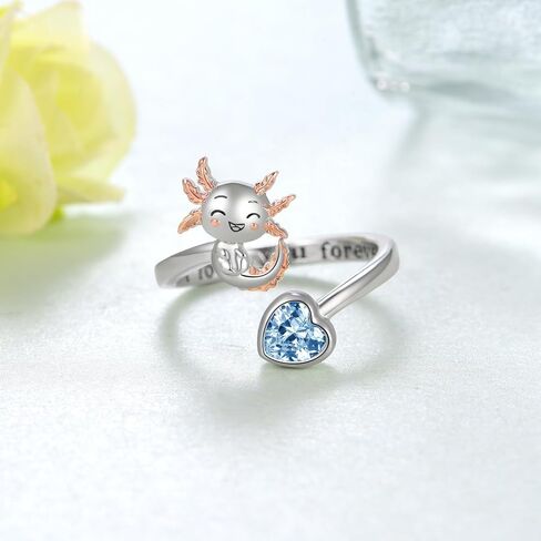 SCZKLAQ Axolotl Ring for Girl 925 Sterling Silver Axolotl Adjustable Open Ring Cute Axolotl Jewelry Gifts for Girls Teens Women in Saudi Arabia