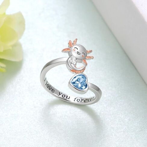 SCZKLAQ Axolotl Ring for Girl 925 Sterling Silver Axolotl Adjustable Open Ring Cute Axolotl Jewelry Gifts for Girls Teens Women in Saudi Arabia
