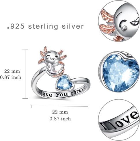 SCZKLAQ Axolotl Ring for Girl 925 Sterling Silver Axolotl Adjustable Open Ring Cute Axolotl Jewelry Gifts for Girls Teens Women in Saudi Arabia