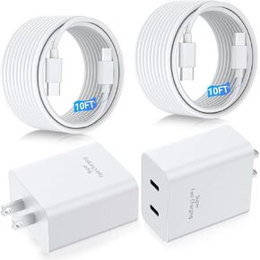 45W Samsung Charger Fast Charging,2Pack Dual Port Super Fast USB C Charger Block,Quick Type C Chargers Adapter 10FT Long USB C Cable for Samsung Galaxy S25 Ultra/S25+/S25/S24/S23/S22/S21/S20/Note20/10
