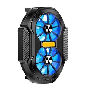 Dual Fan Mobile Phone Radiator Gaming Cooling Radiator Plug-in/Type-C Rechargeable Game Heat Sink with Blue Light for Android(Rechargeable)