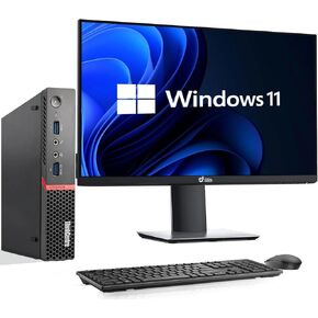 Lenovo ThinkCentre Mini Desktop Computer PC, Intel Core i7-6700T 6th Gen. Processor, 16GB DDR4 Ram, 512GB SSD, 22 inch LED Monitor, WiFi, BTO Keyboard & Mouse, Windows 11 Pro (Renewed)