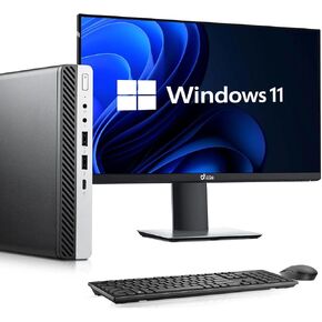 BTO HP EliteDesk 800 G3 Mini Desktop Computer PC, Intel Core i7-6700T, 16GB DDR4 Ram, 512GB PCIe NVMe SSD, New 24 inch Monitor, USB-C, Built-in WiFi, Wireless KB & Mouse, Windows 11 Pro (Renewed)