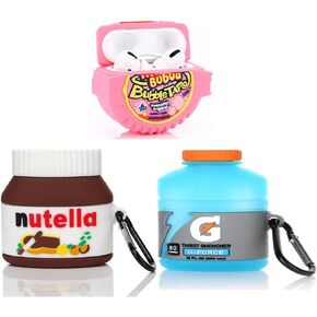 (3pack) Case for AirPods Pro ، BGAANM Cartoon Silicone Case Cover مع تصميم لطيف للبشرة ، مع سلسلة المفاتيح (Nutella+G+Bubble)