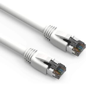 [50 Micron Gold Plated 1Ft Cat.8 S/FTP Ethernet Network Cable White 24AWG- 10 Pack