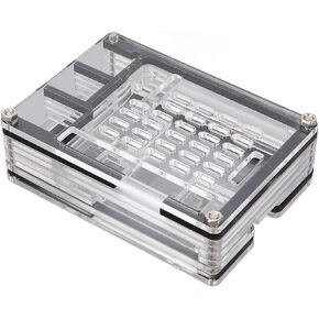 Acrylic Single Board Computer Case, Protective Stand Transparent Anti-Dust 9 Layer for Pi 5 Active Microcomputer Cooler