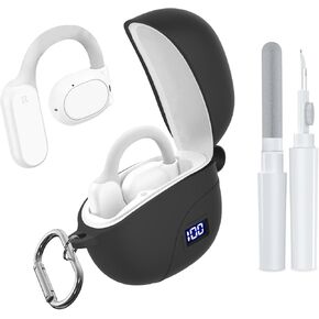 Case for TAGRY K08 Open-Ear Wireless Headphones, Soft Silicone Protective Earbuds Case, Only Compatible with TAGRY K08 Open-Ear with Carabiner & Cleaner Kit Accessories Set(Black)