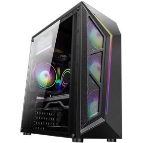Homoyoyo Desktop Case Full Tower Pc Case RGB Lighting High Airflow Metal/Acrylic Material Office Computer Host Box