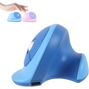 Rechargeable Mini Ergonomic Vertical Mouse - Dual-Mode Wireless & Bluetooth, Silent Operation, Multi-Device Compatible, Perfect for Laptops & Desktops, Great Gift for Family & Friends (Blue)