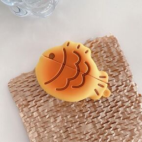 Earphone Case for AirPods 4, Cute Creative Taiyaki Fish Cookie Shape Soft TPU Silicone Case, Lucky Taiyaki Food Biscuit AirPods 4 Cover Protective Case Skin Shockproof Protector for Earbuds
