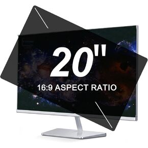 20 Inch Privacy Screen for Computer Monitor - Width: 17.44In X Height: 9.84In - 16:9 Widescreen Monitor - Achieve 60 Degrees Privacy - Anti Glare - Anti Blue Light - Anti Spy Privacy Shield