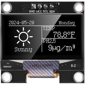 1pcs 1.3 Inch I2C IIC OLED Display Module 128 x 64 Pixel SSD1106 Self-Luminous Display Board for Arduino/Raspberry Pi/ESP32 (Pre-Soldered, White)
