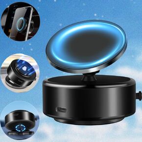 Vacuum Magnetic Suction Cup Phone Mount,360-Degree Rotatable Suction Cup Magnetic Phone Mount Holder for All Phones Universal Car Cell Phone Holder Stand for Car/Smooth Surface/Mirror/Travel Black
