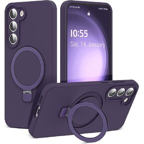 Designed for Samsung Galaxy S23 Ultra Case 6.8'' with Magnetic Ring Stand[Compatible with Mag-Safe][Military-Grade Protection] Slim Liquid Silicone S23 Ultra Phone Case for Men Wowen,Pink