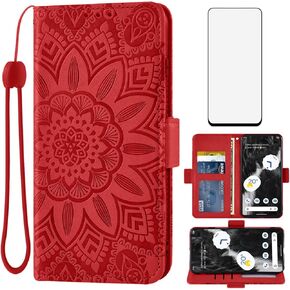 Asuwish Phone Case for Google Pixel 7 Pro 5G Wallet Cell Cover with Screen Protector Lanyard Strap Mandala Flower Zipper Card Holder Stand Pixel7Pro Pixel7 XL Seven 7Pro 6.7 Women Girls Rose Gold