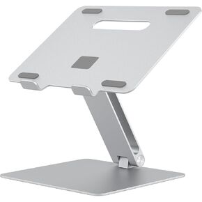Ergonomic Laptop Stand for Desk Adjustable Height Aluminum Riser with Ventilated Design Portable Holder Fits MacBook Air Pro Dell HP Lenovo Surface 10 to 17 Inch Laptops and Tablets Silver