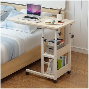 Overbed Table Adjustable Height Over-Bed Table for Small Spaces with Drawer and Wheels - Laptop Stand Desk Ideal for Bedrooms and Standing Desks