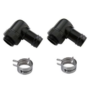 Koolance Rotary Elbow Barb Fitting for ID 10mm (3/8in), Black, 2-Pack