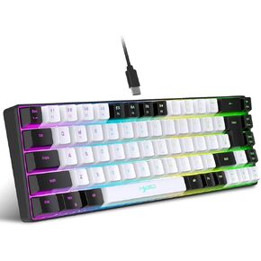 Wired Gaming Keyboard, RGB Backlit Wired Keyboard with Multiple Lighting Modes, 68 Keys Computer Keyboard for Desktop Laptop PC (BW)
