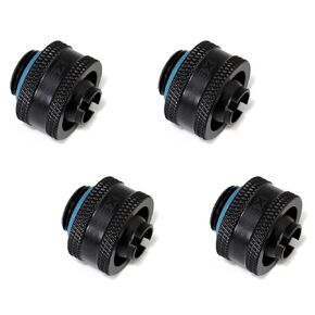 XSPC G1/4" to 3/8" ID, 5/8" OD Compression Fitting V2 for Soft Tubing, Matte Black, 4-Pack
