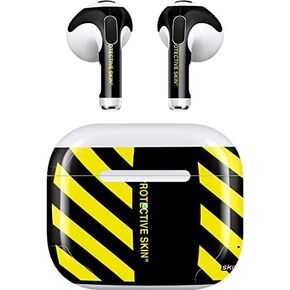 Skinit Decal Audio Skin Compatible with Apple AirPods (3rd Gen, 2021) - Skinit Originally Designed Black and Yellow Stripes Design