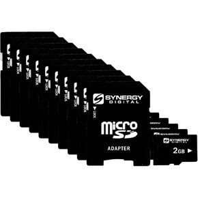 Synergy Digital 2GB Micro SD Secure Digital Memory Cards, Compatible with ZTE Z730 Cell Phone - Pack of 10