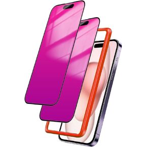 Compatible with iPhone 15 Privacy Screen Protector Tempered Glass 28 Degree Anti Spy Gradient Colorful mirror Effect with Alignment Frame Full Coverage Anti Bluelight Bubble Free Film 2