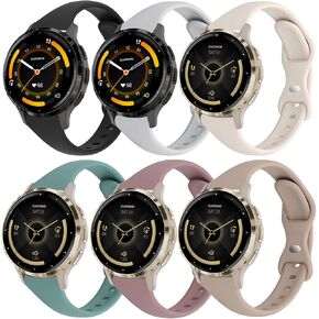 6Pack Slim Silicone Watch Bands Compatible for Garmin Venu 3s/ Venu 2s /Vivoactive 4s, 18mm Thin Soft Narrow Sport Strap Wristband for Garmin Vivomove 3s Women