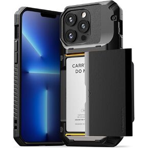 VRS Design Damda Glide Pro Phone Case لـ iPhone 13 Pro Max ، محفظة Auto Auto المحفظة القوية [4 بطاقات] مع حامل فتحة البطاقة ، متوافق مع iPhone 13 Pro Max Case (2021) شعار Black