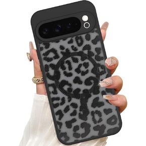 ZIYE Magnetic Case for Google Pixel 9 Pro XL [Compatible with MagSafe] Black Floral Pattern Design Soft TPU Bumper Shockproof Protection Translucent Matte Hard Back for Pixel 9 Pro XL, Flower