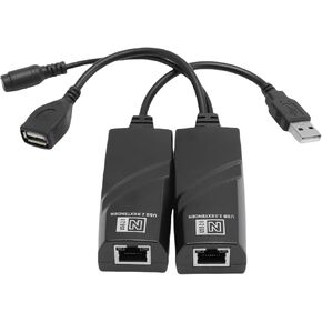 VBESTLIFE USB Ethernet Extender with Power Adapter up to 328 ft, Full USB 2.0 Support for Keyboard, Mouse, Webcam, and More (US Plug)