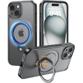 Magic John مصمم لـ iPhone 15 Pro Max Case 6.7 '' ، مع حامل معدني مغناطيسي قابل للتدوير 360 درجة [الحماية العسكرية] [متوافق مع Magsafe]