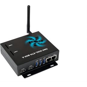 Dual Gigabit Ethernet Mini-Computer Based on Raspberry Pi Compute Module 4, with CM4 Dual Gigabit Ethernet Base Board and Metal Case with Cooling Fan,ETH/CSI/DSI/RTC/HDMI/Micro SD/USB Interfaces