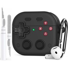 Ahastyle Game Console Design for AirPods 4 Case Witch مع Clost Lock Clip Clip Full TPU Airpods 4th Generation Generation Snoved Skin With With Cleaner Airpods 4 2024 Caseing Case