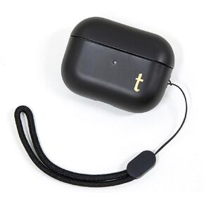 COLLECTIVE HOME - Black AirPods Pro 1st & 2nd Gen Case, Personalized Letter Design, Elegant & Secure with Lanyard, Premium TPU Material, Ideal for Stylish Protection and Gifts (a)