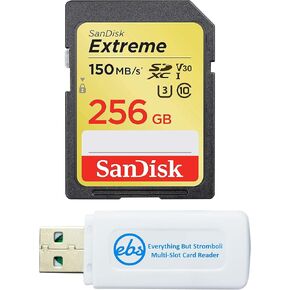 SanDisk Extreme 256GB Memory Card for Fujifilm Mirrorless Works with GFX 50S II, X-E4, X-T30 II Camera (SDSDXV5-256G-GNCIN) V30, 4K, UHS-I Bundle with 1 Everything But Stromboli Micro & SD Card Reade