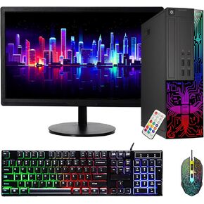 Dell OptiPlex Desktop Customized RGB Lights Computer with 24 Inch Monitor, Intel i5 Quad-Core Processor, 8GB RAM, 512GB SSD, Wi-Fi, Windows 10 (Renewed)