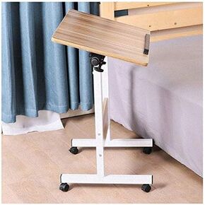 Bedside Desk C-Shaped Base Laptop Desk Home Office Lazy Bedside Table Days Overbed Table Mobile Stand-Up Computer Desk Height-Adjustable, Living Room (Color : Oak, Size : 80X50X87Cm)