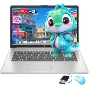 HP 17 inch Laptop Computer - 17.3" FHD IPS Display, AMD Ryzen 5 7430U 6-Cores Processor, 16GB RAM, 1TB SSD, Windows 11 Pro, Office Lifetime License, CD/DVD Drive
