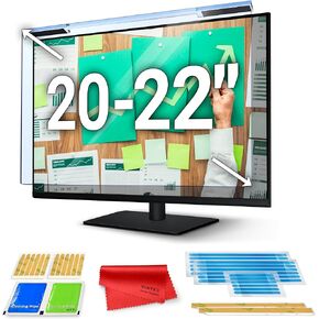 VINTEZ [1 Pack] 20-22 Inch 16:9/16:10 Blue Light Screen Protector for Computer Monitor and Laptop & Replacement Kit - Anti-UV PC Eye Protection Filter Film - Desktop Blue Light Filter Bundle