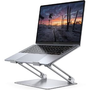 Ergonomic and Foldable Laptop Stand for Desk Adjustable Riser Silver