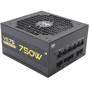InWin VE75, 750 Watts Gaming PC Power Supply, ATX 3.0/PCI-E 5.0 True 450W 12VHPWR Connector, NVIDIA RTX 40 Series Ready, 80 Plus Gold, Zero Fan Mode, Fully Modular, 5 Year Warranty – Black