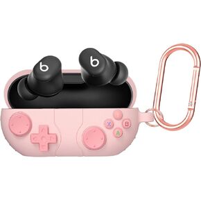 OneNine for Beats Solo Buds(2024) Case Cover with Cleaner Kit, Soft Silicone Shockproof Protective Cover Compatible with Beats Solo Buds True Wireless Earbuds Charging Case with Carabiner (Pink)