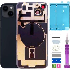 14 Plus Back Glass Replacement with Plate & Flex Cable and All Parts for iPhone 14plus Back Cover Glass (Midnight, 6.7 Inch) + Waterproof Tape + Repair Tools (Midnight)