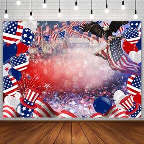 7x5ft 4th of July Backdrop for Photography Independence Day Patriotic Veterans American Flag Eagle Background USA Freedom Memorial National Presidents Day Party Decorations Photo Shoot Props