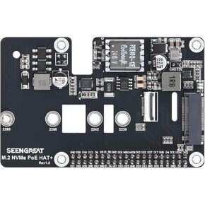Compatible for Raspberry Pi 5 M.2 NVMe PoE HAT+ Expansion Board – PCIe Interface, NVMe SSD Boot, PoE Power Supply, Supports Gen2/Gen3 & 2230/2242/2260/2280 M.2 SSDs