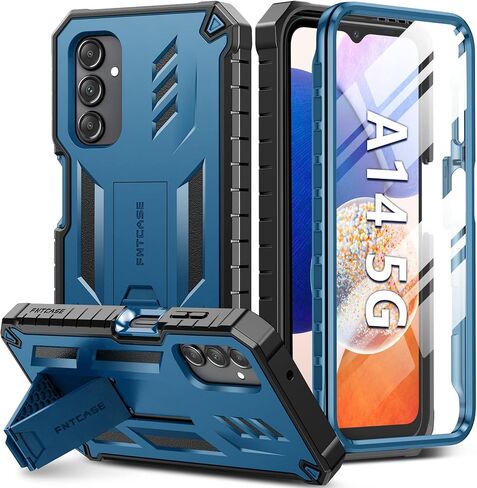 Fntcase لـ Samsung Galaxy A14-5G CASE: غطاء TPU مقاوم للصدمات مزدوج الطبقات مع Kickstand | حماية انخفاض الصف العسكري | واقي الهاتف الخليوي الثقيل - برتقالي in Kuwait