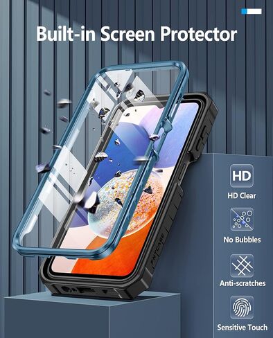 Fntcase لـ Samsung Galaxy A14-5G CASE: غطاء TPU مقاوم للصدمات مزدوج الطبقات مع Kickstand | حماية انخفاض الصف العسكري | واقي الهاتف الخليوي الثقيل - برتقالي in Kuwait